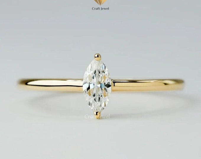 Marquise Cut Solitaire Lab Grown Diamond Promise Ring