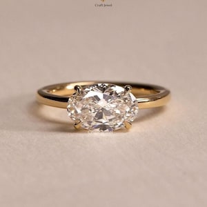 Ost nach West Oval Schnitt 2.50 Karat E-G Farbe VVS Klarheit IGI zertifizierten Labor gewachsen Diamant Solitär Verlobungsring 14k Gold Kralle Prongs Ring
