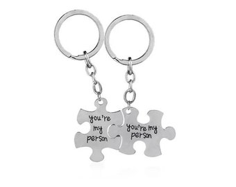 Juego de 2 llaveros con piezas de rompecabezas "Eres mi persona"