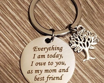 Todo lo que soy hoy te lo debo a ti, mi mamá y mi mejor amiga. Llavero de acero inoxidable.