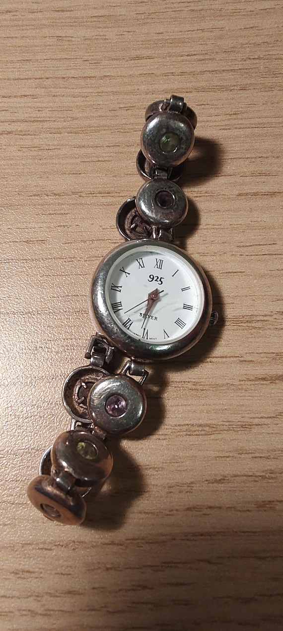 SOLID SILVER gemstone bracelet sterling silver wa… - image 3