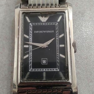 Armani Silver Dress Watch Black dial 50m waterproof