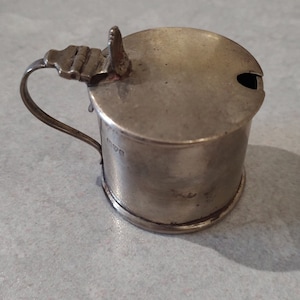 ANTIQUE Victorian 925 Sterling Silver Mustard Pot with Blue Cobalt Glass Liner 1890 Chester England