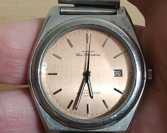 Vintage Ben Sherman Kleideruhr, Kupfer Zifferblatt aus Edelstahl