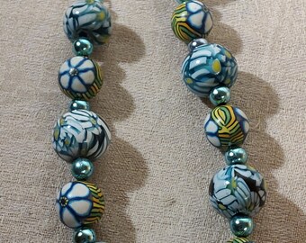 Vintage Handpainted Glass Bead Necklace