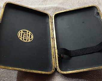 RARE SIGNED Japanese Damascene Komai 24K Gold Silver Cigarette Case circa 1900-1940