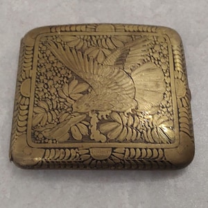 Atemberaubende Antike Vintage 1920er 1930er Art Deco Japanische Messing Zigarettenetui