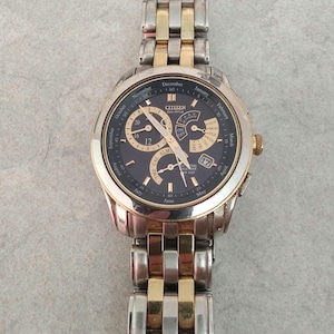 Citizen Japanese CHRONOGRAPH  Men&#39;s Diamond Set Eco Drive Two Tone Bracelet Watch