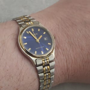 Vintage LORUS by SEIKO quartz watch mixed tone silver gold tone blue dial