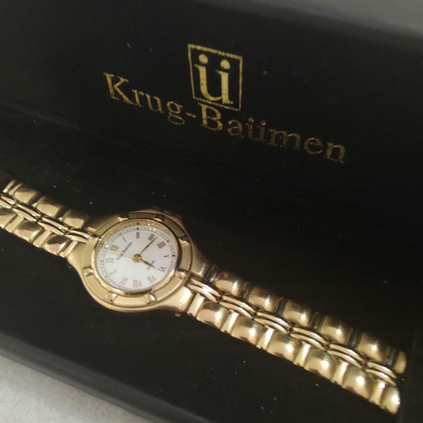 VINTAGE KRUG BAUMEN goldplated gold filled watch boxed original box and warranty card