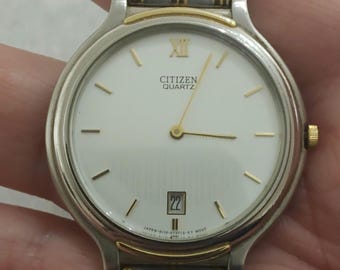 Montre à quartz Citizen vintage, bracelet en or et en acier, unisexe