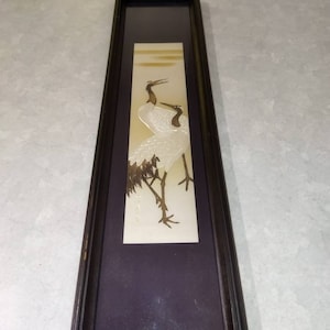 Japanisches Mischmetall Niello Kupfer Silber Gold gravierte Kran Wandtafel / Wandbehang