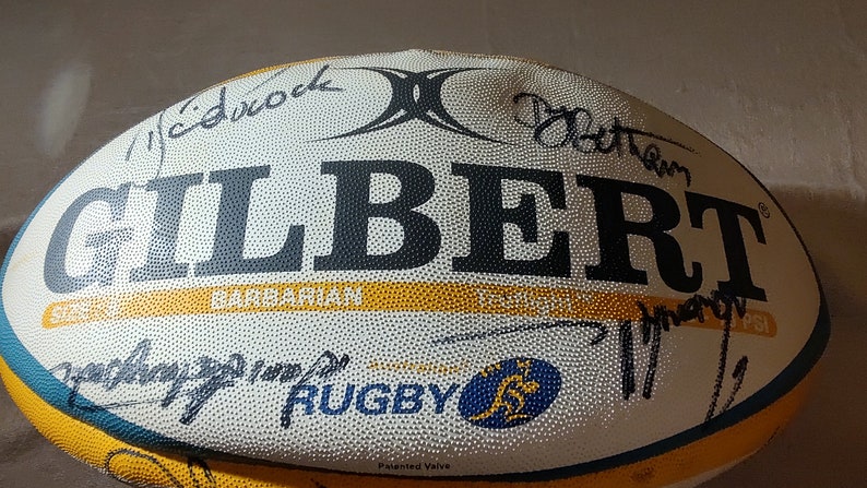 AUTHENTIC GILBERT Australian TEAM Squad Rugby Ball Signed for Charity ...
