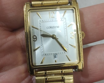 Vintage Ladies Unisex Gold plated gold tone Tank Watch Collezione