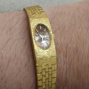 Vintage oval shape Rotary Swiss Mechanical Gold Plated Hand-Wind Cocktail Ladies Watch black dial