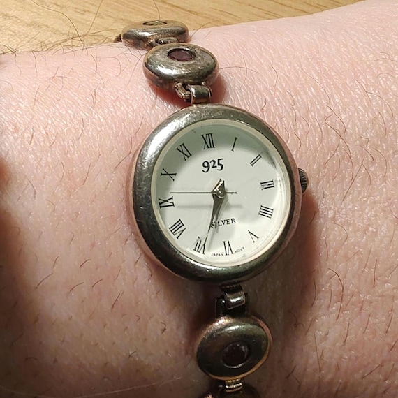 SOLID SILVER gemstone bracelet sterling silver wa… - image 1