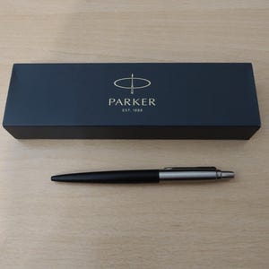 Bolígrafo vintage PARKER JOTTER NOS de los años 80 en caja, bolígrafo, bolígrafo, fabricado en Francia, negro y plata