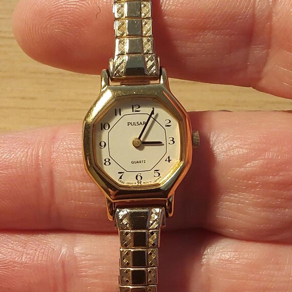 Orologio al quarzo PULSAR OTTAGONALE vintage da donna, bracciale