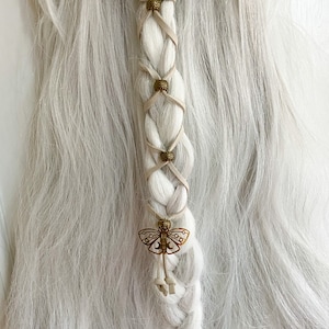 Hair Wrap| Lunar Moth Underground Magic | vegan leather ponytail holder| braid wrap | Bohemian braid in | Fairy grunge| hippie nature hair |