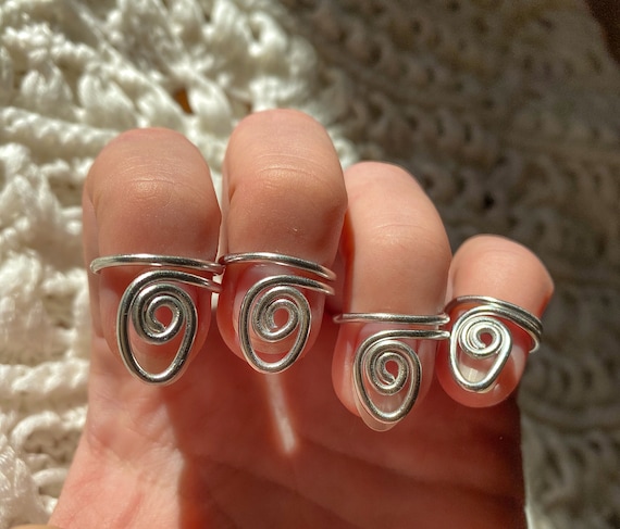 Fingertip Ring | Wire Wrap Swirl Ring | Silver Color Jewelry