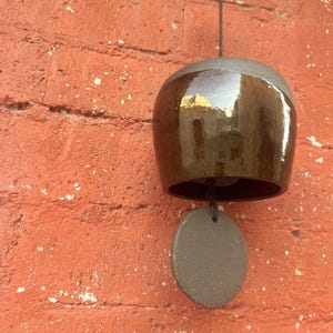 Handmade Ceramic Wind Chime: Black Stoneware Bell, Home Decor