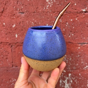 10 Oz Purple Ceramic Mate Cup, Yerba Mate gourd, Ceramic Calabash cup, tea lover gift