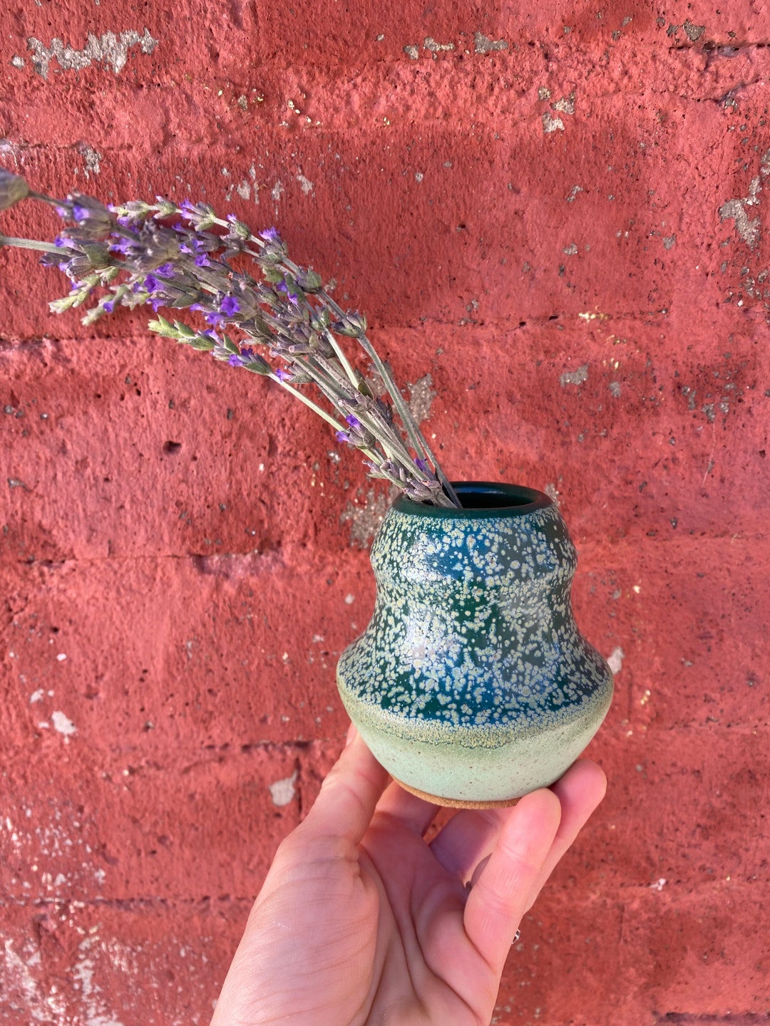 Green Bud Vase, Handmade Little Pottery Vase, Plant Propagation Station