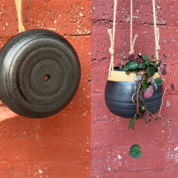 Hanging Planter Black Etsy