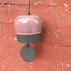 Handmade Ceramic Wind Chime: Black & Red Stoneware Bell