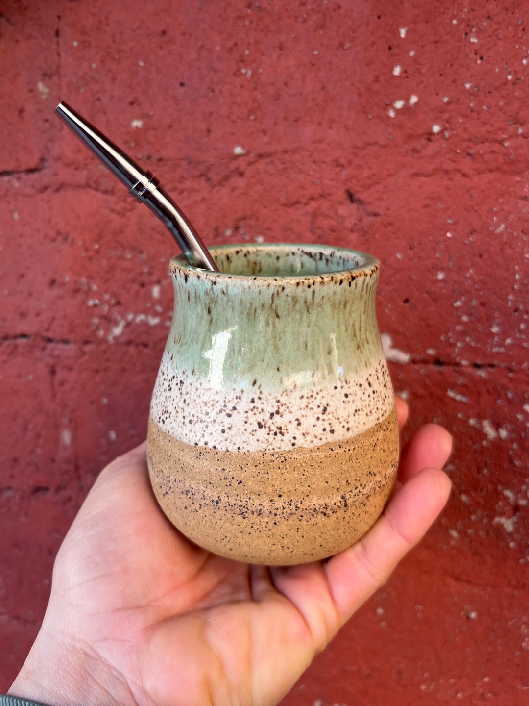Green And White Ceramic Mate Cup 9 Oz Yerba Mate Gourd Ceramic green-and-white-ceramic-mate-cup-9-oz-yerba-mate-gourd-ceramic