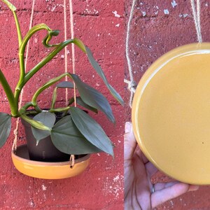 Mustard Yellow Hanging tray, 6.5” Handmade ceramic planter, Plant Tray, Indoor Hanging Tray, Planter Tray, plant shelf, hanging plant saucer