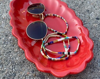 Chilli red Oval scalloped bowl, Handmade Ceramic Tray, Ceramic Scalloped Edge dish, smudge Dish, Pottery Tray, Catch All Tray, rolling tray