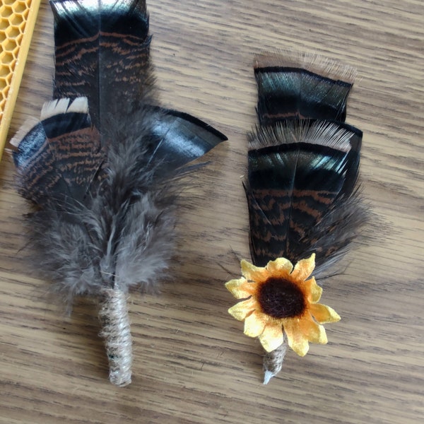 Turkey Feather Boutonniere