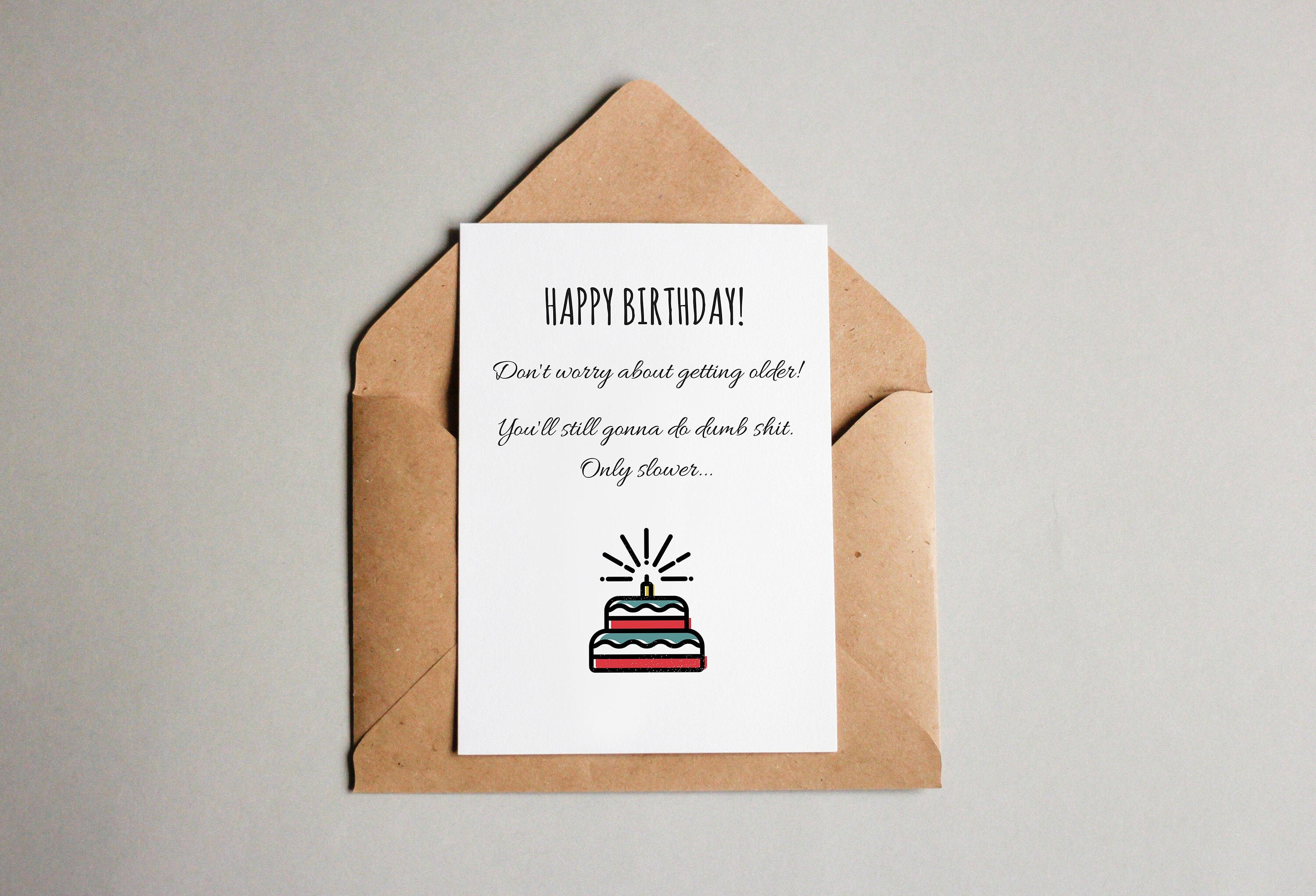 Printable One Sided Digital Card Happy Birthday Funny | Etsy
