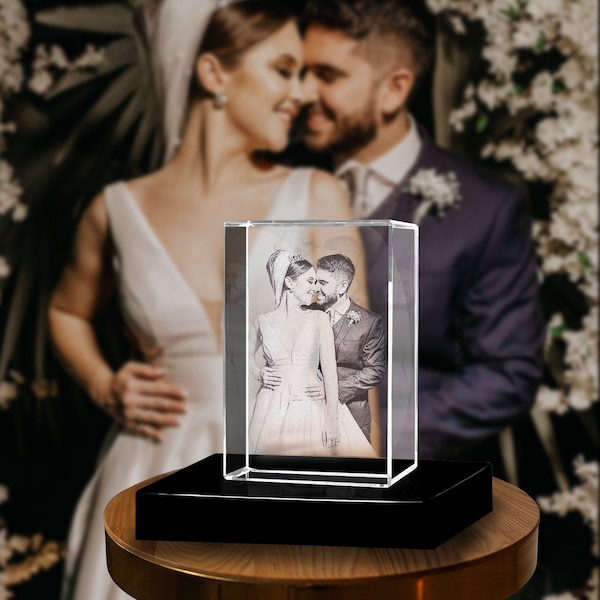 Anniversary Gift, 3D Crystal Photo, Personalized Couples Gifts for her, 25th Anniversary Gifts, Anniversary Gift Ideas, 3D Laser Gifts