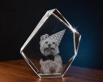 3D Crystal Photo – Personalized Engraved Portrait with LED Light, Custom Pet Gift, New Year Keepsake, gift for her