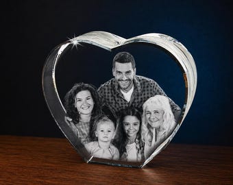 3D Crystal Photo – Custom Engraved Glass Portrait Keepsake | Personalized Laser Etched Crystal Display