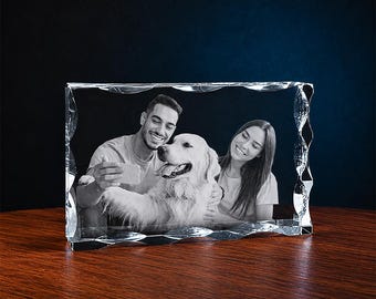 Grabado fotográfico personalizado en cristal 3D: Retrato de recuerdo personalizado