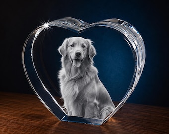 3D Crystal Photo – Personalized Engraved 3D Crystal Portrait, Pet Memorial Gift, Crystal Night Light, Wedding Gift, Photo Engraving Keepsake