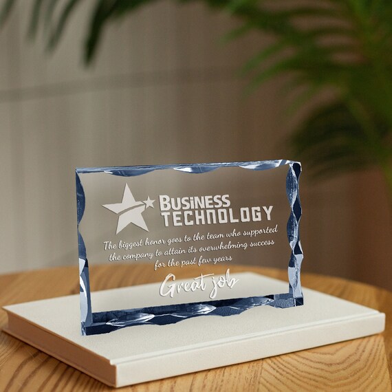 Premios y trofeos personalizados de Crystal Employee Years of Services,  grabado personalizado con tu propio mensaje de premio de reconocimiento de