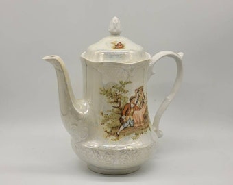 Vintage Polish Teapot, Iridescent Pearl Teapot/Coffee Pot, Victorian Polish Wtoctawek