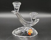 Vintage Lead Crystal Candlestick Holders, Anna Hutte German Crystal, Crystal Glass Candleholder