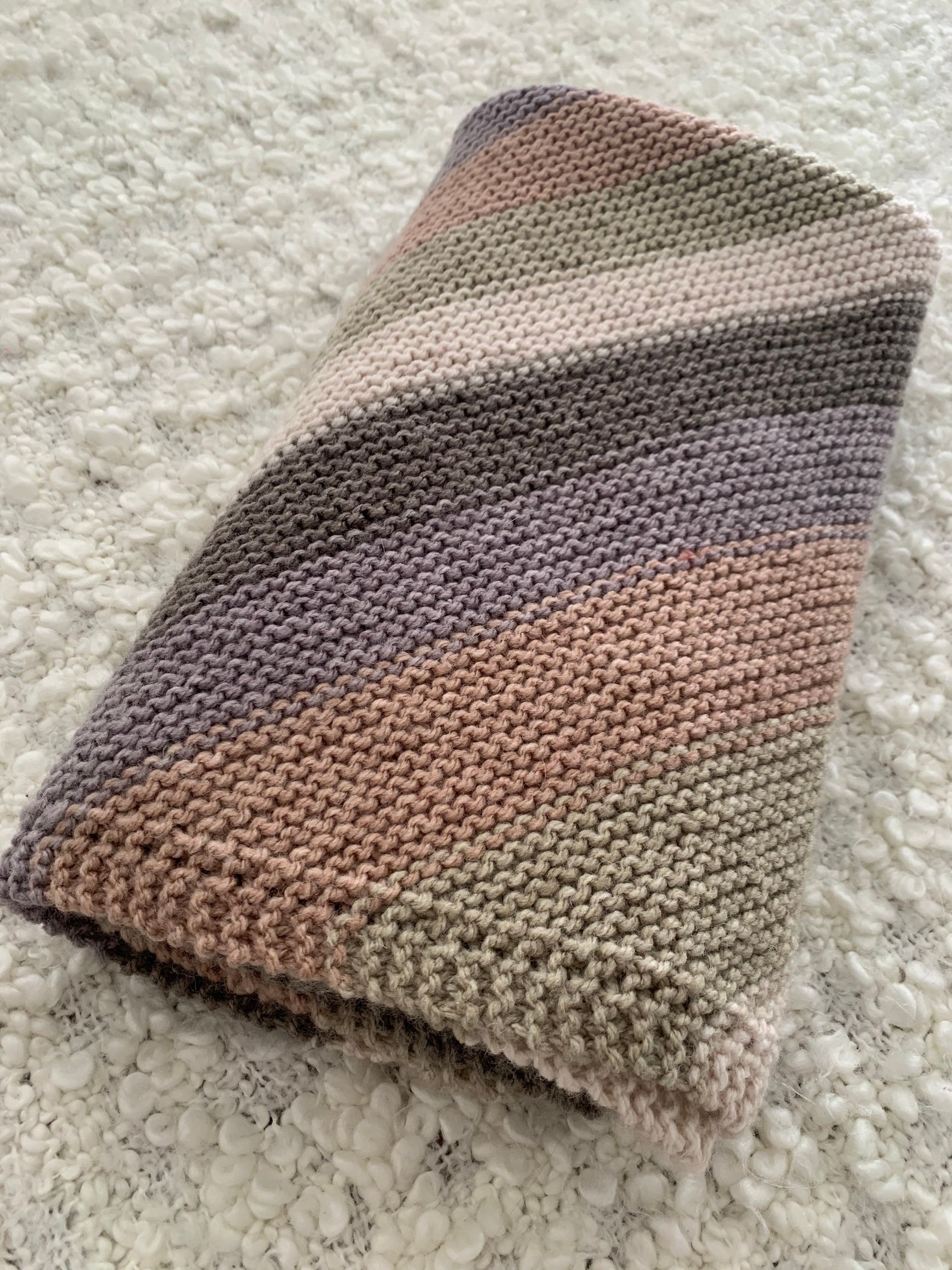 Handknitted Diagonal Striped Baby Blanket Etsy