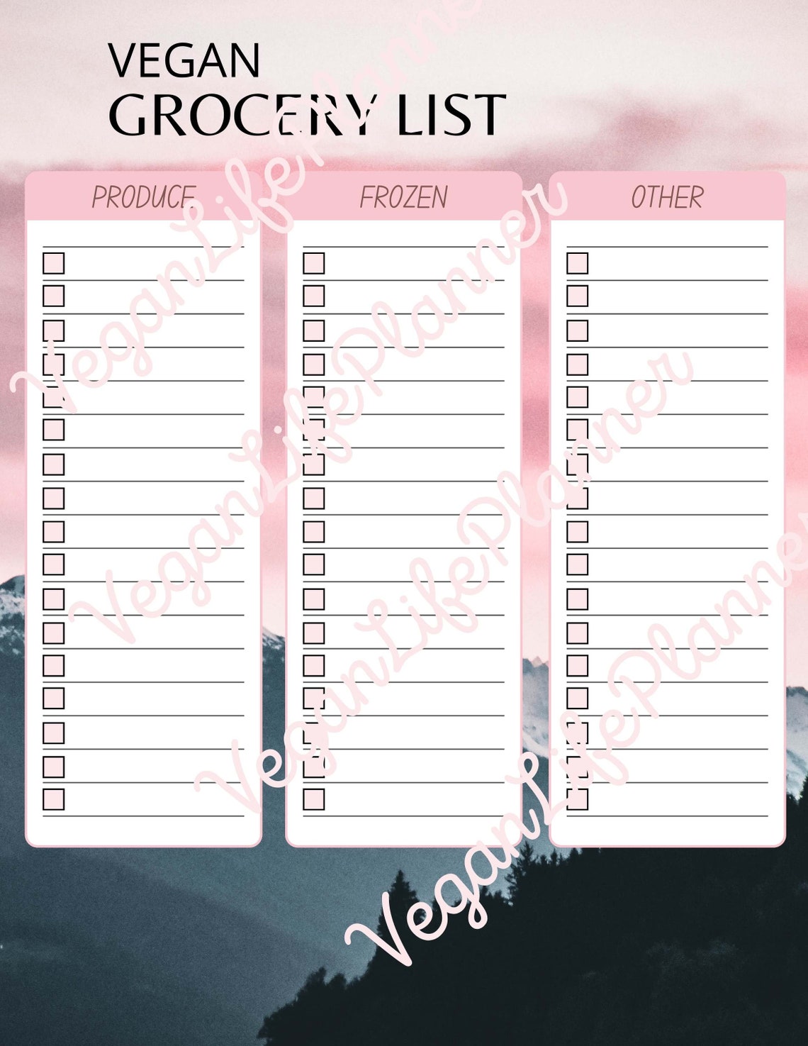 Vegan Grocery List Printable - Etsy