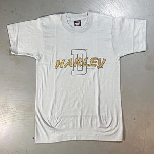1995 Harley D, old Motorcycle Single Stitch t shirt, Made in USA, Gray, Adult Size Medium, Old Harley for Collector Display Gift