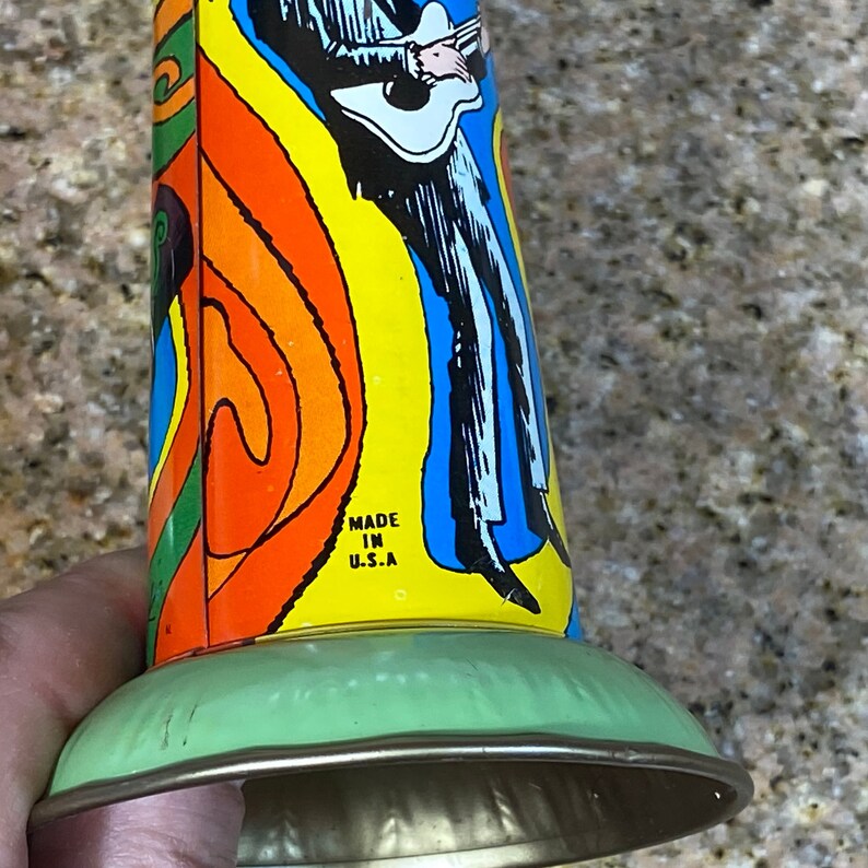 Old Tin Party Noise Maker 15 Party Horn Lot of 2 Metal Colorful Made in