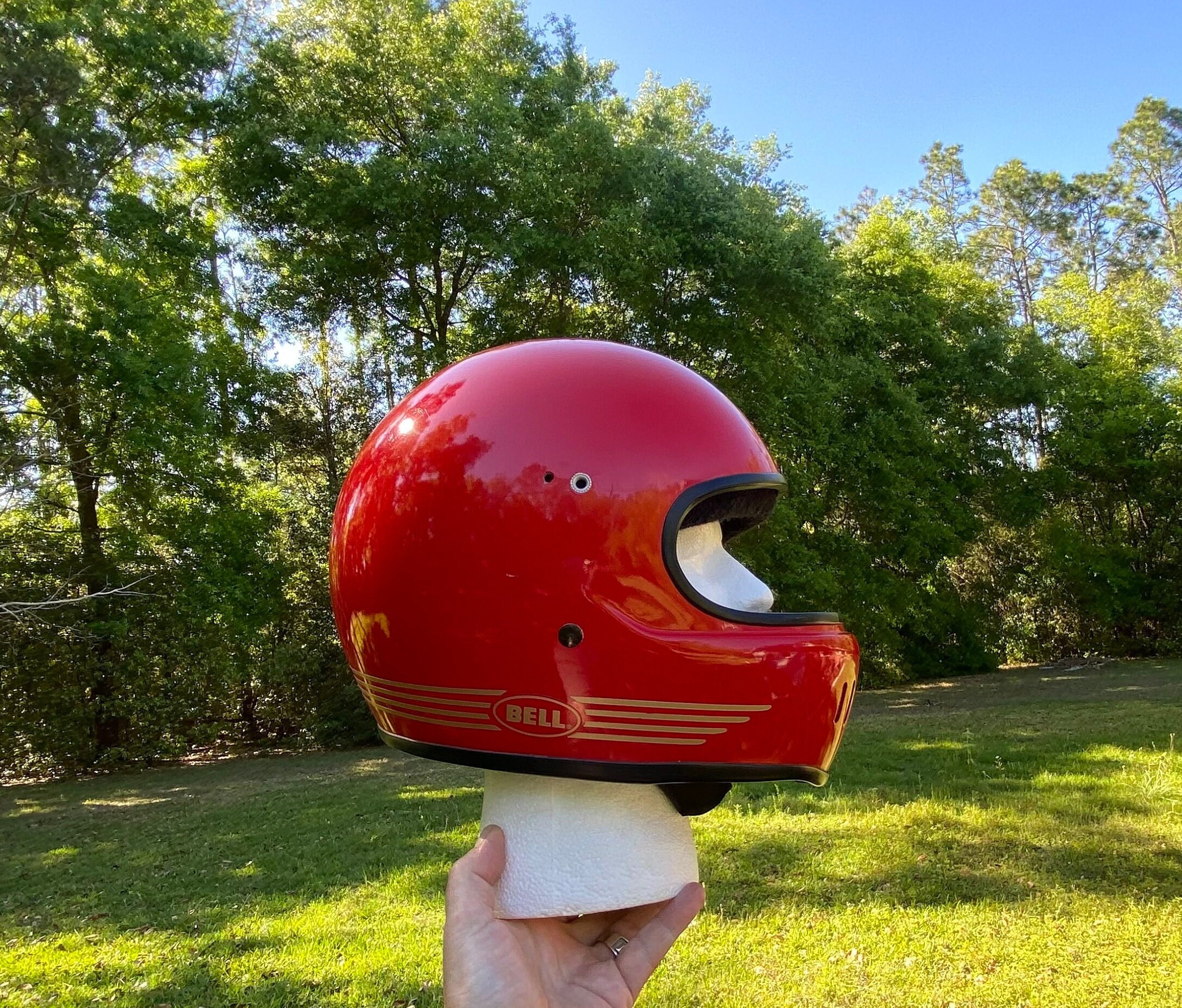 Vintage BELL Sport Full Face Helmet: Red Auto Motorcycle Racing, Size 7 1/8  - Etsy