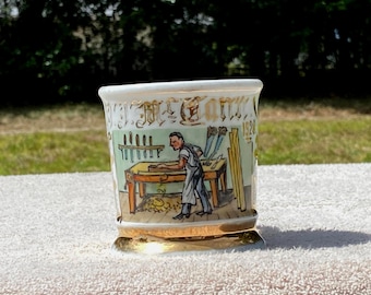Occupational Shaving Mug - Carpenter Craftsman - Felda China Germany / Gold Gilding 1920s