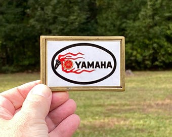 Vintage Yamaha Motorcycle Belt Buckle, 1980s Solid Brass for Collector Gift