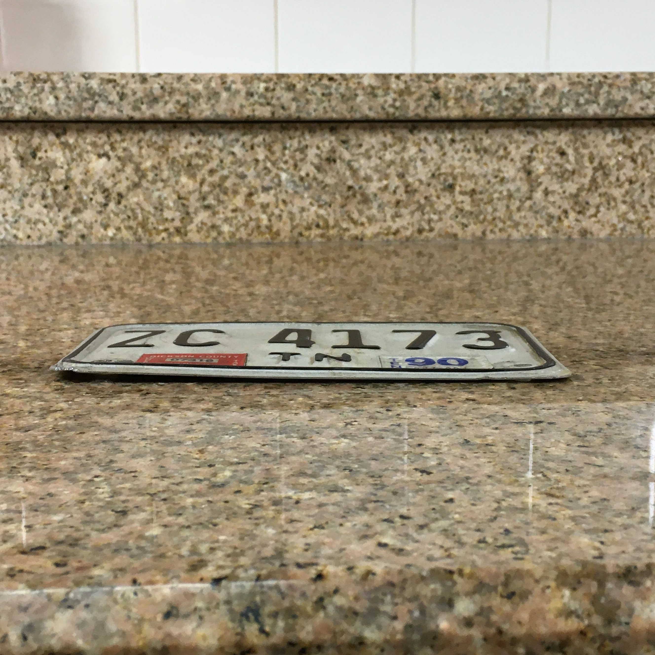 Motorcycle License Plate Embossed Metal 1990's Dickson County Tennessee